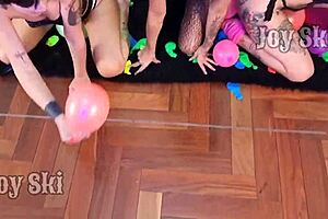 Curvy Brazilian Lesbians Rub With Balloons At Wild Party