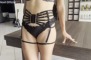 gonzo anal creampie for slut in black lingerie