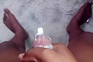 labeto safe sex hot masturbation cumshot in a condom to my song sex machine