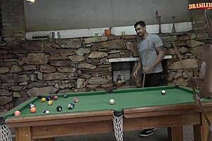 Hot Busty Blonde Fucked at the Pool Table