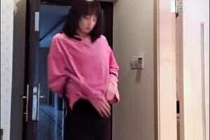 asian ladyboy masturbates dick flashing to woman and cums