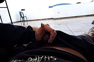 Sucking cock on the terrace with a curvy Colombian blonde.