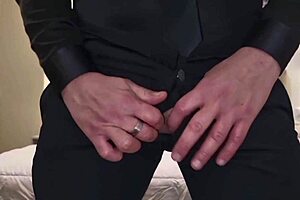 In this elegant amateur scene, she loves spitting on the cock and cumming after a long intense handjob