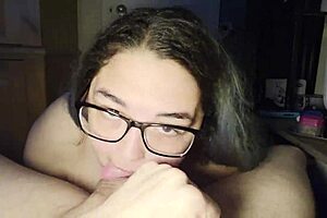 she tit fucks and face fucks a huge white cock in their homemade session