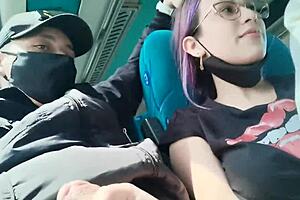 Blowjob and Fucking with Creampie in Public Service Bus - Blakeproductions