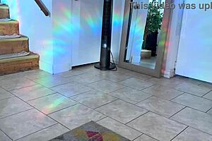 The maintenance man gets lucky with a cam girl in interracial roleplay, creampie, and doggystyle.