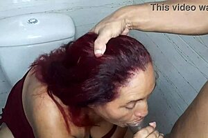 mature woman loves sucking her young lover's cock