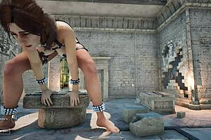 An ancient ritual with a totem and lara croft's butt in hentai game unreal engine
