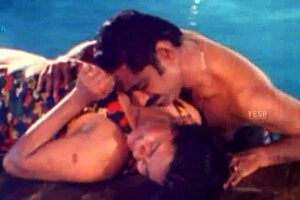 Unmarried hot couple enjoys pool