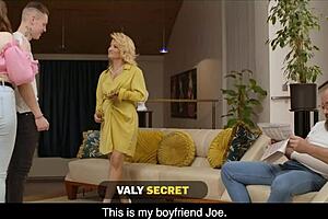 I watch blonde cougar seduce with handjob and shaved pussy