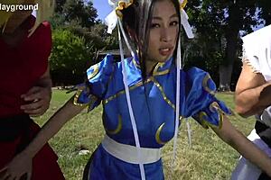 Jade Kush As Chun Li Gets Fucked By Two Big Cocks - Street Fighter Porn Cosplay Parody