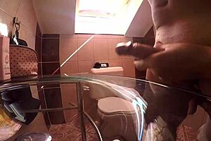 I give him hand job from behind compilation of view from two cameras