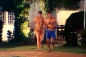 Unmarried hot couple enjoys pool