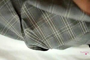 latina student lifts skirt on bed for fuck