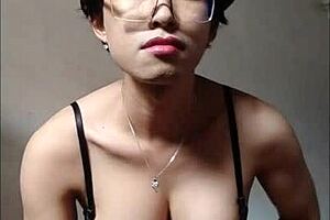 big tit asian shemale masturbate with cumshot solo