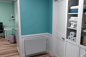 Oh, that summer heat making her horny shaved pussy so wet!