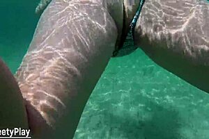 Pretty housewife enjoys multiple creampies underwater, cum inside her juicy pussy three times