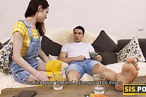 Guy wins bet and enjoys awesome time with slender companion