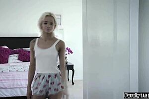 Shy Girl Rubs On Jerkoff And Sucks Him!