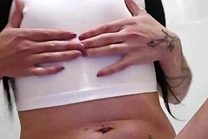 look at emy angel posing in her wet t-shirt, it's so revealing