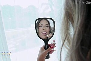 Bubble butt gaby takes three studs in double anal