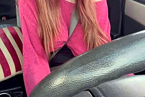 Italian big tits milf drives around showing her assets