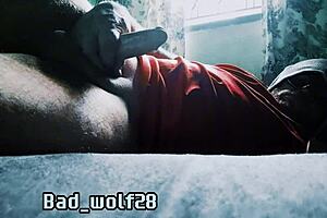 Athletic student massages and masturbates hard cock