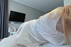 pregnant woman connects intimately with lover