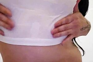 look at emy angel posing in her wet t-shirt, it's so revealing