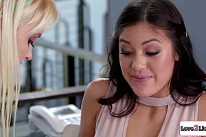 love2lick com - babe licks asian girl on 1st day of work