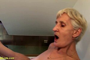 Hey, check out this rough fingering of an 83-year-old hairy granny in the kitchen 😏