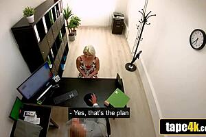 Naive hungarian hottie gets fucked on desk by horny loan manager