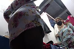 Hidden Camera Catches Girl's Gorgeous Ass And Legs In Pantyhose, Voyeur Peeks Under Skirt In Store