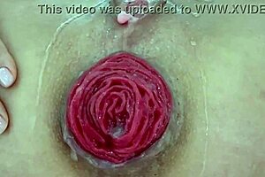 Destroyed anal juicy prolapse asshole close up play