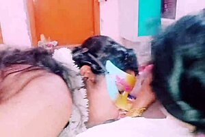 desi threesome with dual blowjob and hardcore fucking