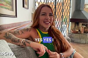 pov blowjob - big titties latina sloppy deepthroat on first casting