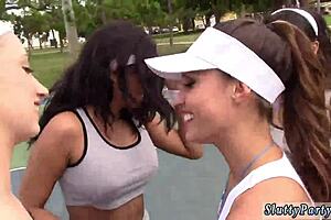 blonde granny and teen compilation at basketball party