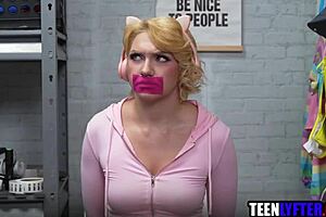 blonde girl shoplifts and gets caught