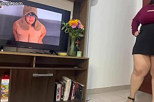 bbw milf isabelle myers strokes and plays with his dick in pov roleplay