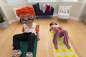 scarlett page stretches in hardcore yoga with petite teen goddess