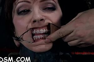 Gagged Bound Babe Endures Intense Femdom Cunt Pleasuring with Rough Fucking and Choking