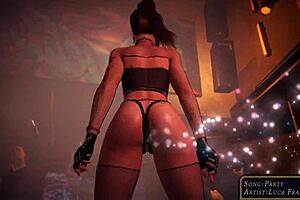 Playful Depraved Laire Redfield Loves to Dance Naked in Public for Cash