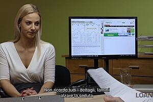 blonde teen in office interview offers blowjob, lick, fingering for sex cash, hidden cam pov