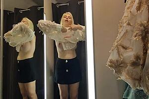 Trying on transparent clothes in fitting room haul