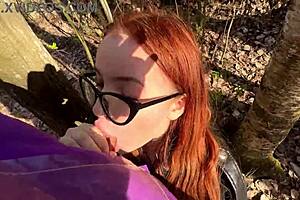 wild encounter with ginger beauty in extreme public blowjob