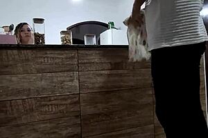 blonde woman cheats on husband with stranger's anal at bar