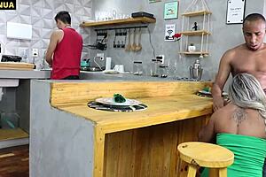 Latina Milf Pounces On Visitor In Kitchen