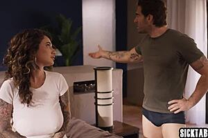 Big tits milf Arabelle Raphael gets fucked hard after blowjob and footjob.