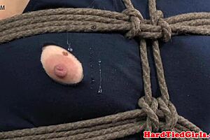 India Summer endures overarm tied breast bondage