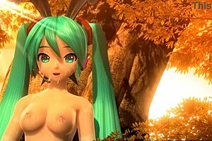 Hatsune miku velvet arabesque project diva nude mod full nude bunny costume, goddess with big tits